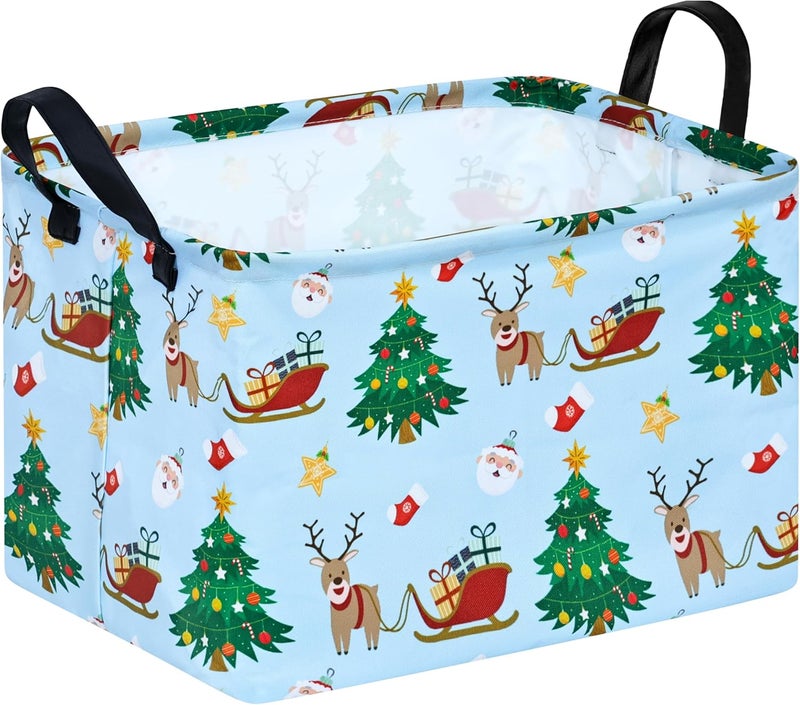 KUNRO Christmas Gift Storage Basket Rectangle Storage Organizer for Nursery Hamper Home Bedroom Laundry Hamper Shelf Baskets. - Image 1